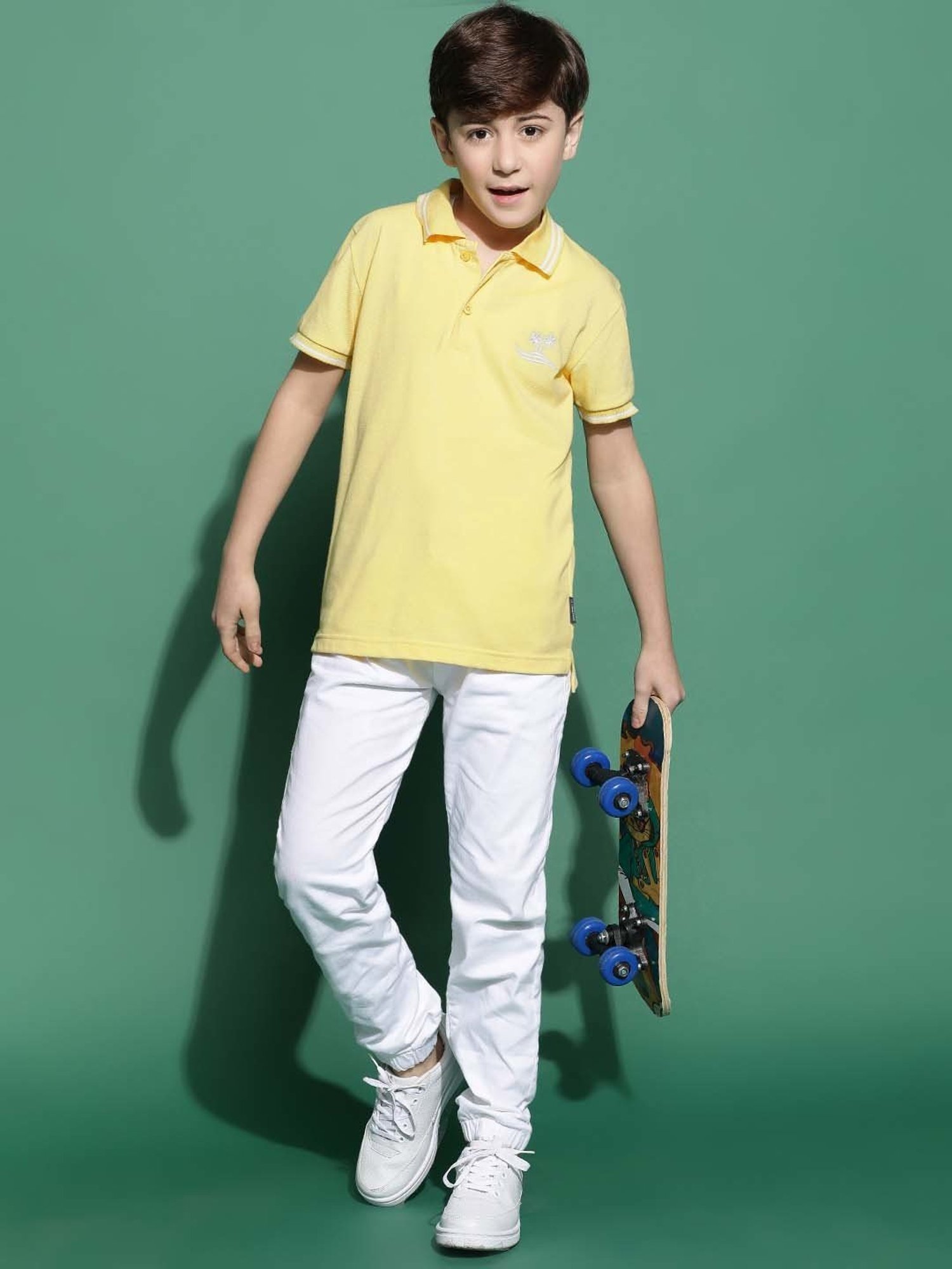 Lil Tomatoes Kids Lemon Yellow Embroidered Polo T-Shirt