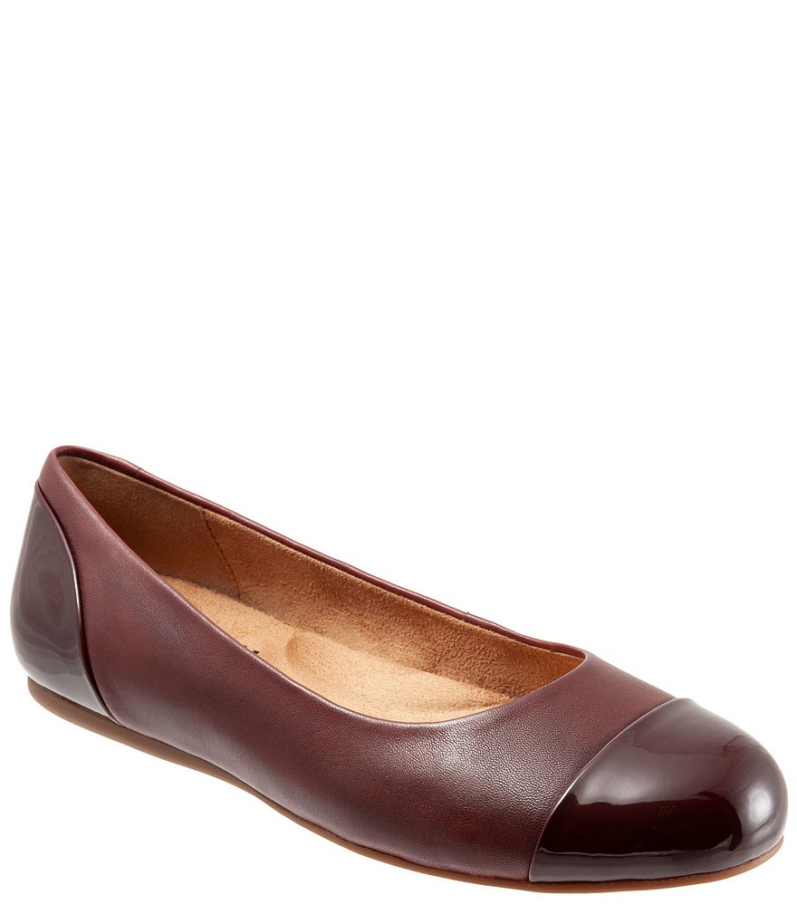 SoftWalk Sonoma Leather Cap Toe Ballerina Slip On Flats