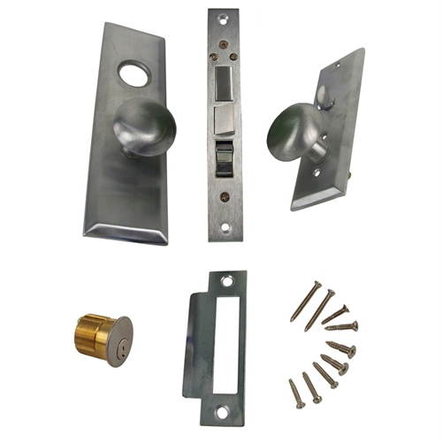 Maxtech (Like Marks 114A/26D) 1033B-26DL Satin Chrome 26D Left Hand Heavy Duty Mortise Entry Lockset, Screwless Knobs Thru Bolted Lock Set