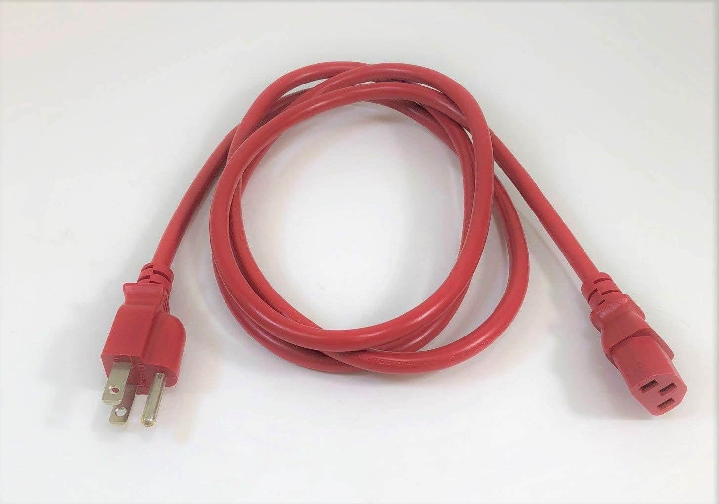 MICRO CONNECTORS UL Approved 6ft 18AWG 10 Amp Power Cord (NEMA 5-15P/ C13) - Red (M05-113ULR)