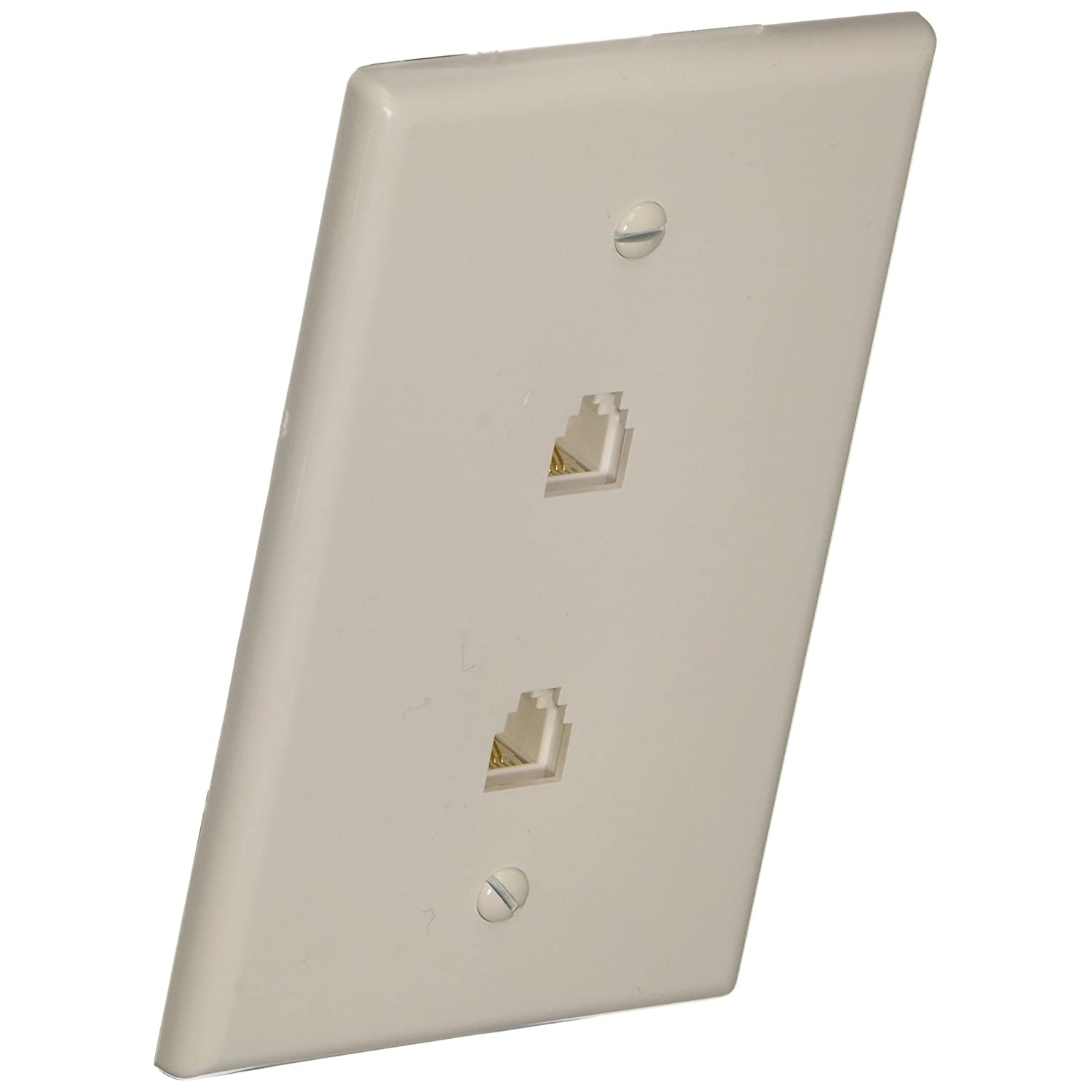 Morris 87021 Midsize Dual RJ11 4 Conductor Phone Jack Wall Plate, White