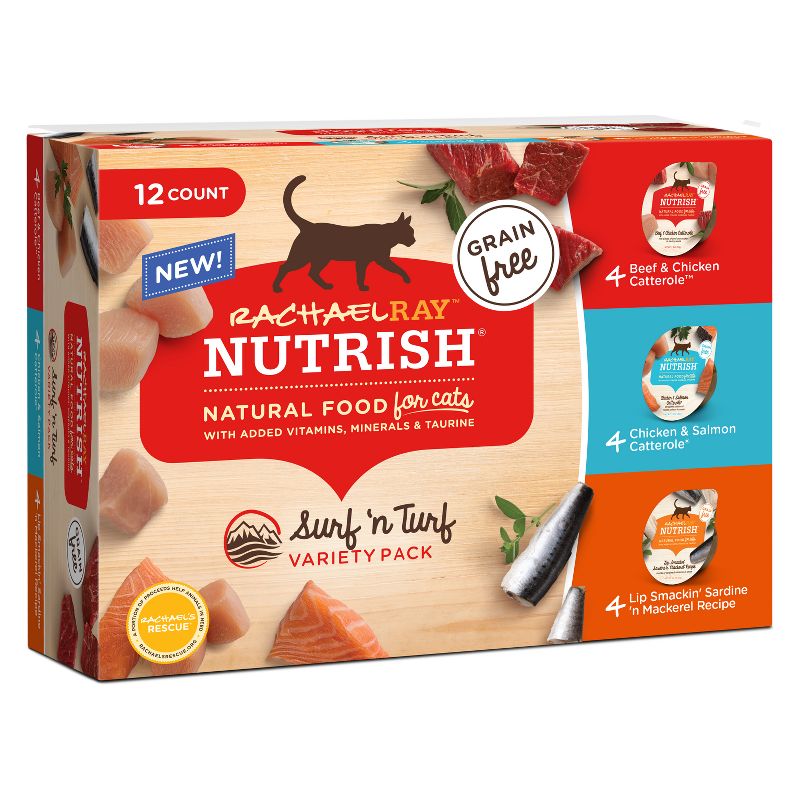 Rachael Ray Nutrish Grain Free Wet Cat Food Surf'n Turf - 2.8oz/12ct Variety Pack