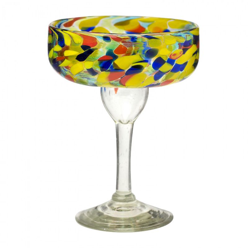 Amici Home Authentic Mexican Handmade Carnaval Margarita Glass, 15oz, Assorted Set of 4