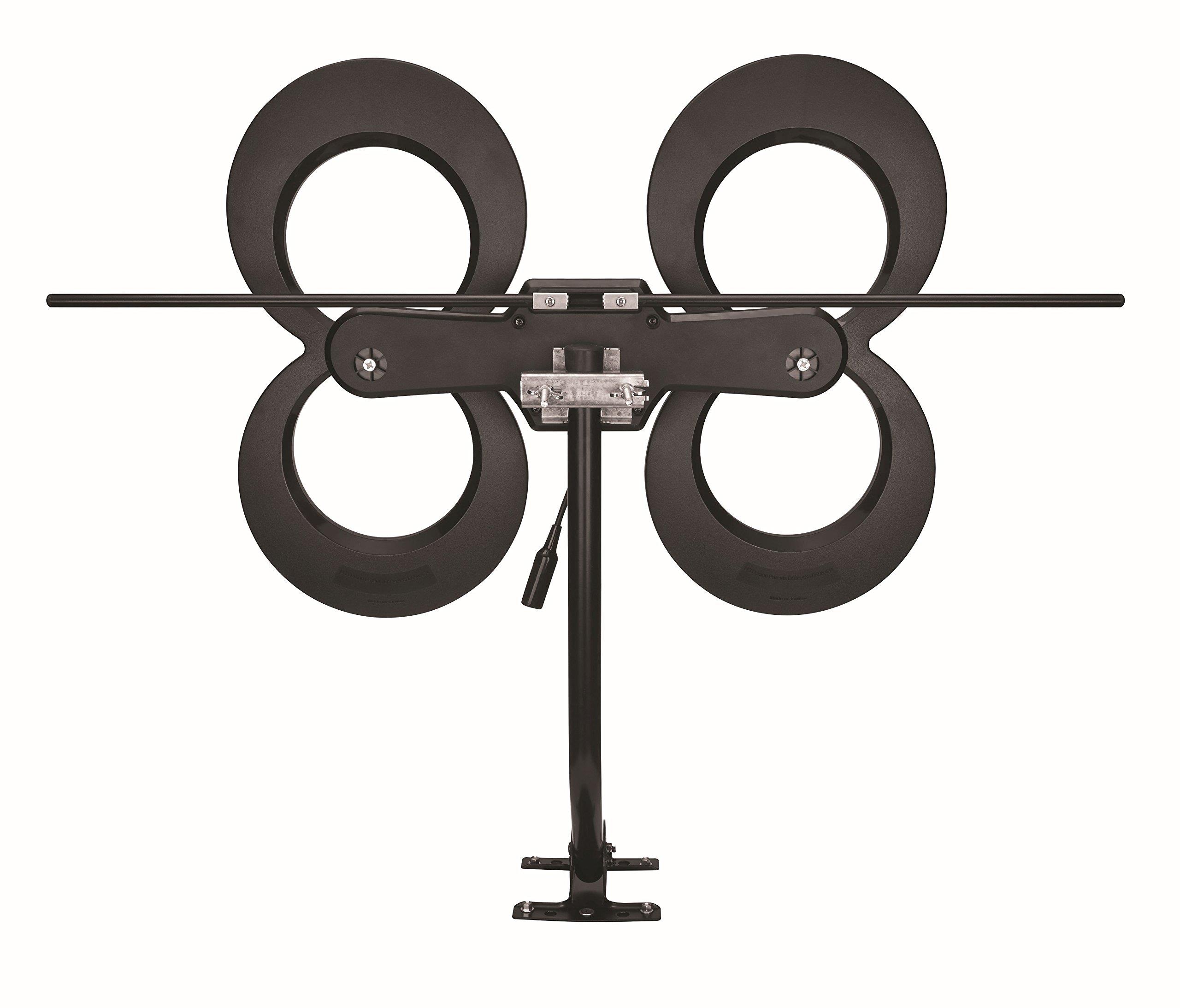 Antennas Direct Clearstream 4Max TV Antenna, 70+ Mile Range, UHF/Vhf, Multi-Directional, Indoor, Attic, Outdoor, Mast W/Pivoting Base/Hardware/Adjustable Clamp/Sealing Pads, 4K Ready, Black &ndash; C4MVJ