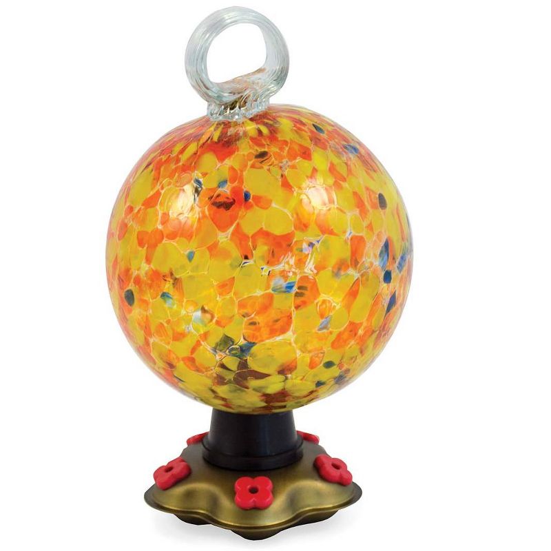VivaTerra Recycled Glass Round Carnival Hummingbird Feeder