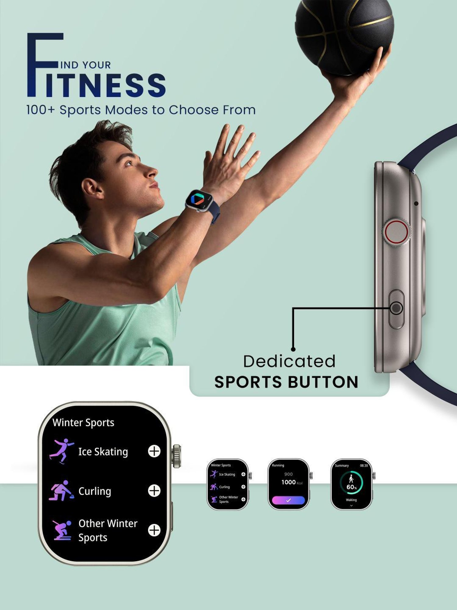 Hammer Tussle BT Calling Smartwatch with 2.01 inch HD Display & Voice Assistant (Admiral Blue)