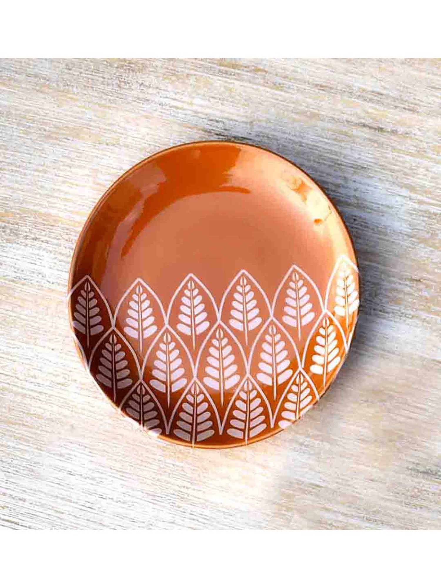 Fanusta Bahaar Orange Ceramic Side Plate - Set of 1