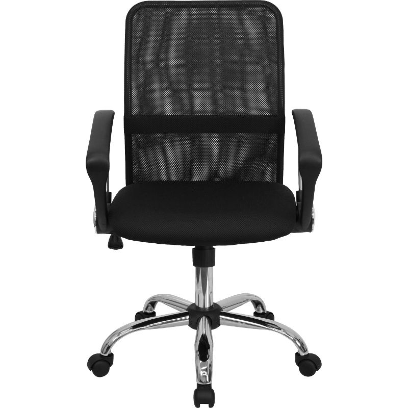 Emma and Oliver Mid-Back Black Mesh Swivel Task Office Chair with Lumbar Support Band