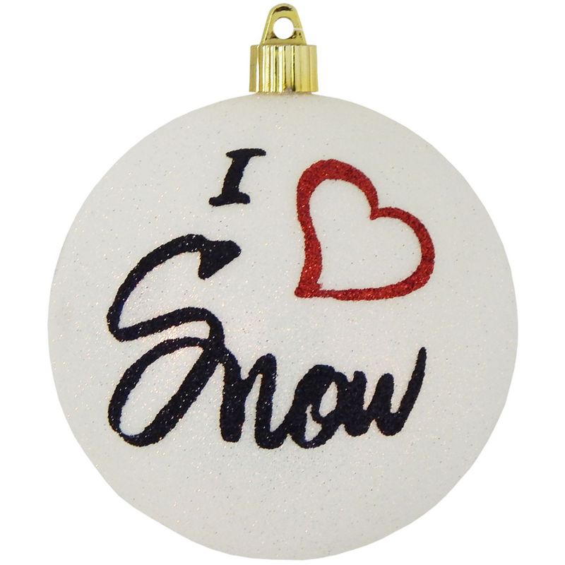 Christmas by Krebs 4ct White and Black I Love Snow Shatterproof Glitter Christmas Ball Ornaments 4.75" (120mm)