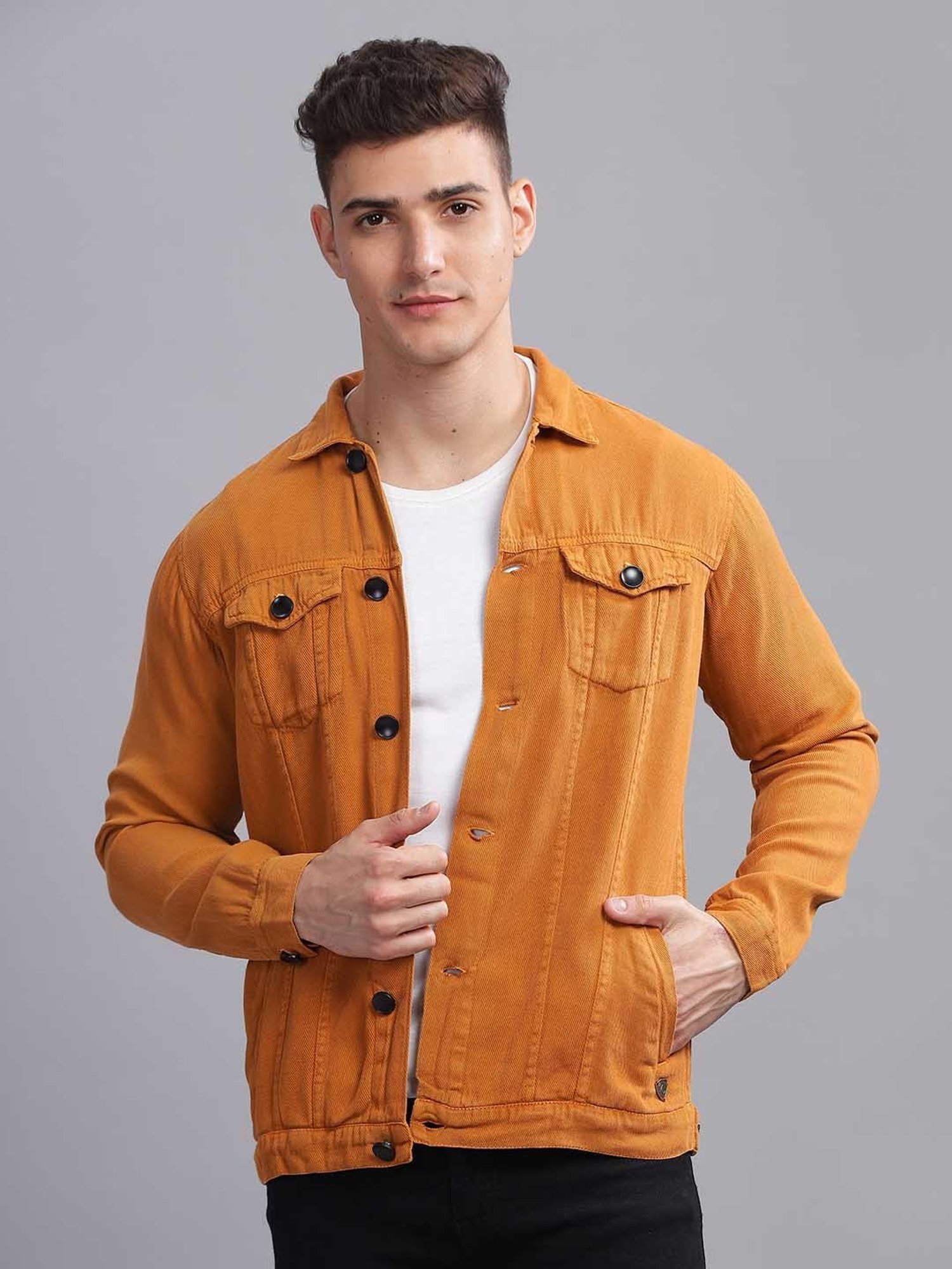 Kuons Avenue Gold Regular Fit Denim Jacket