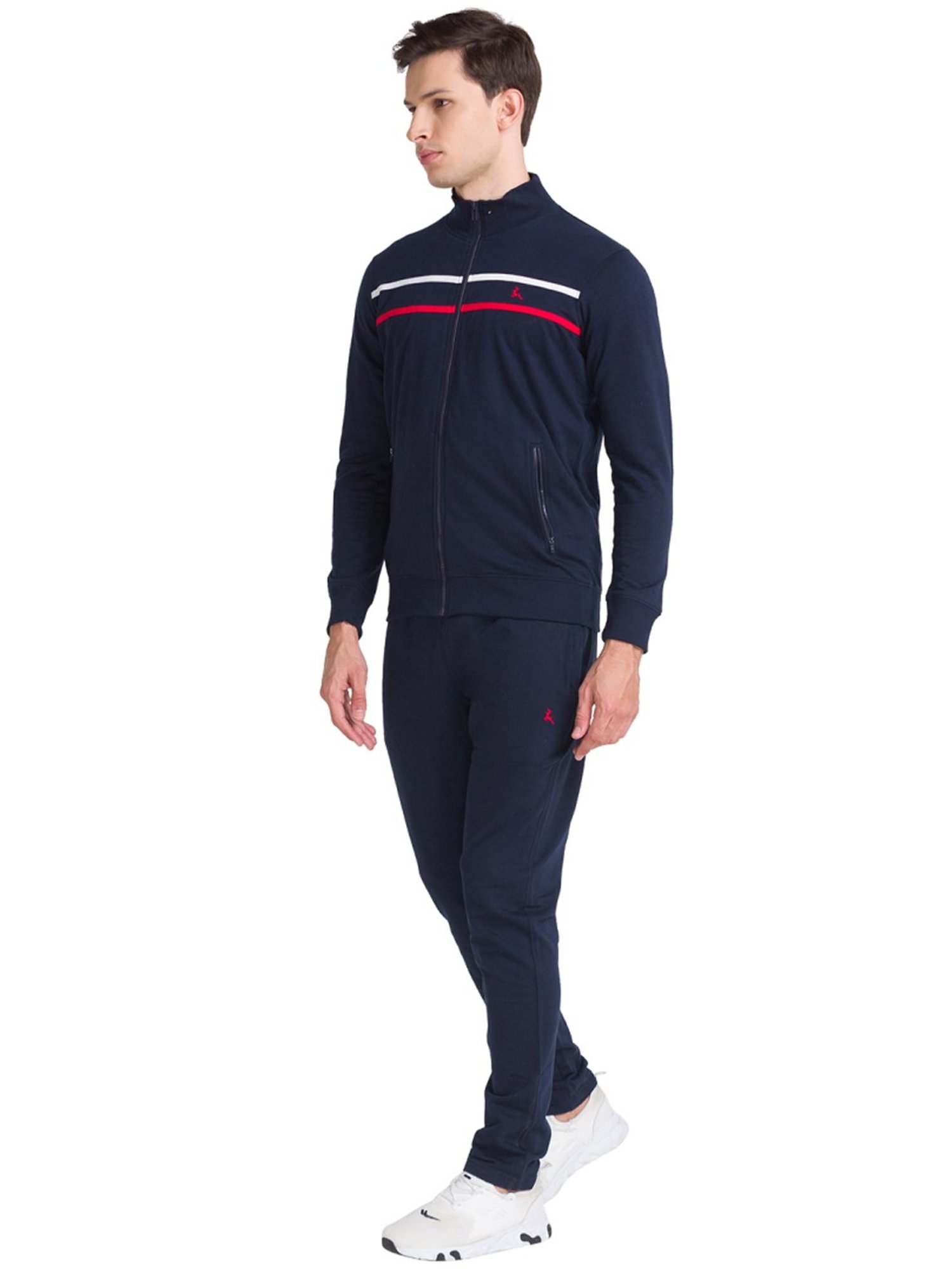 Parx Blue Regular Fit Striped Track Suit