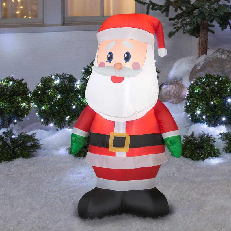 Gemmy Christmas Airblown Inflatable Outdoor Santa, 4 ft Tall, Multicolored