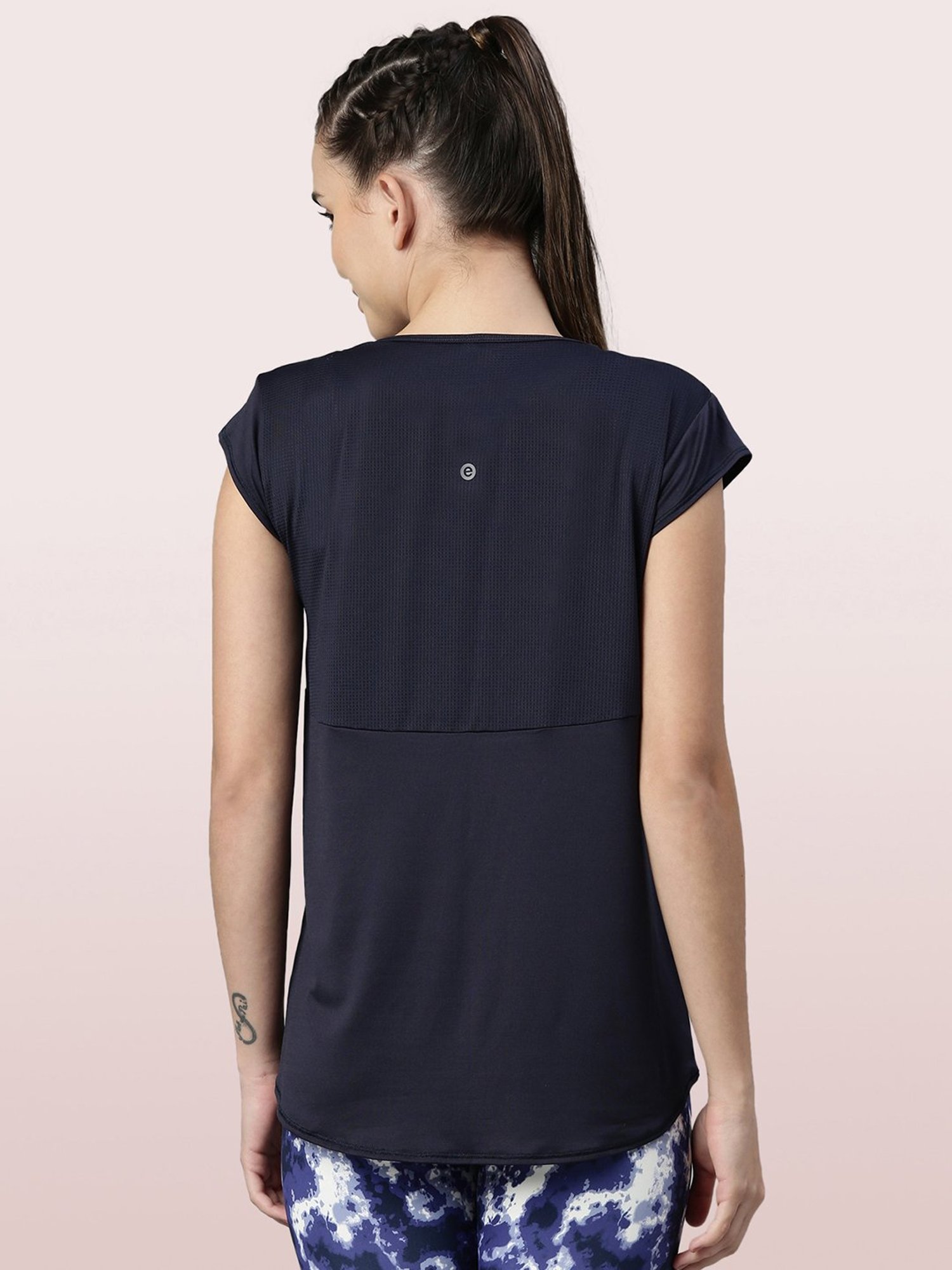 Enamor Navy Relaxed Fit Crew T-Shirt