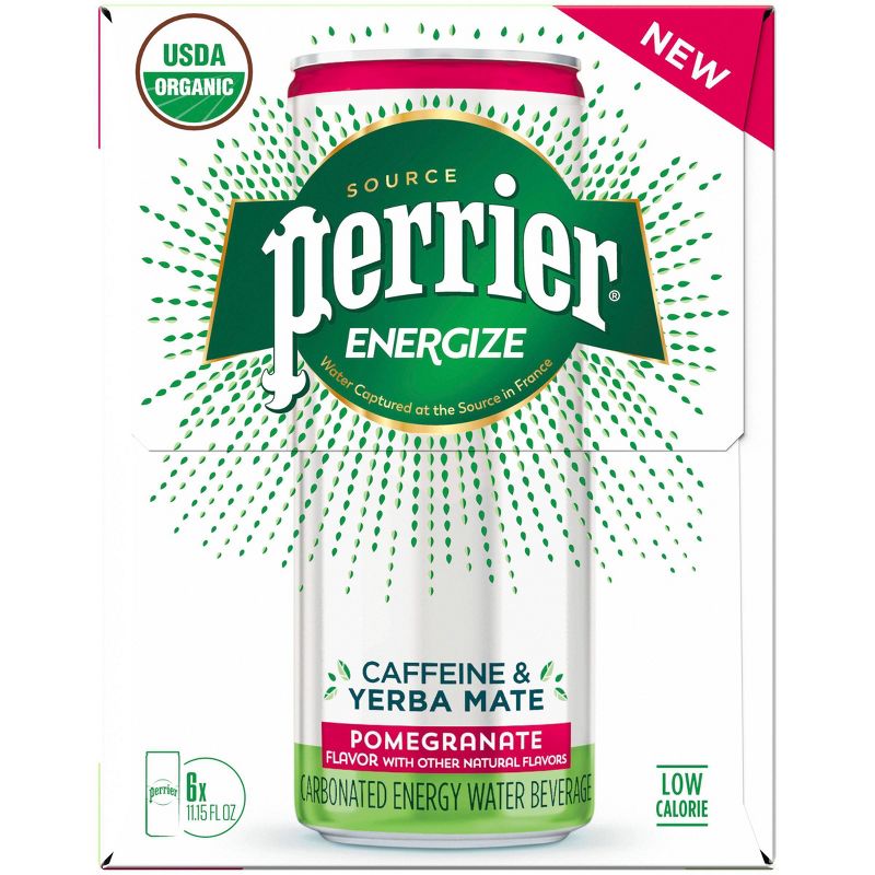Perrier ENERGIZE Pomegranate Flavored Carbonated Energy Beverage - 6pk/11.15 fl oz Cans
