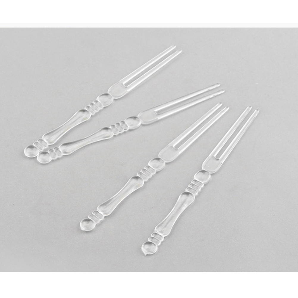 250PCS Disposable Plastic Fork for Fruit Mooncake Cake Dessert Food - Transparent