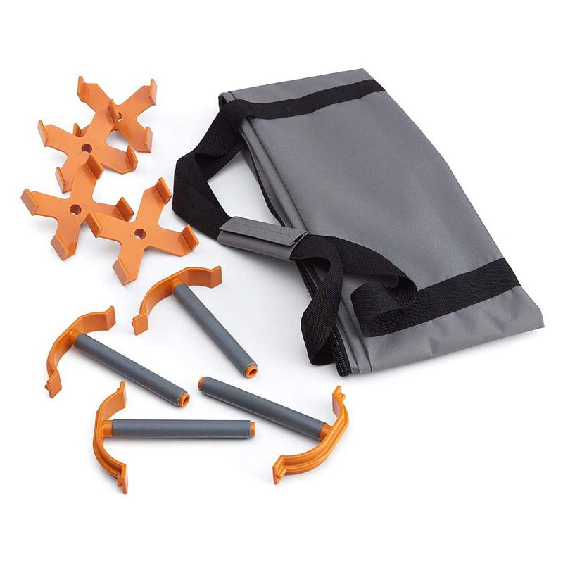 Bora Centipede CK9S Portable Folding 4 by 4 Foot 9-Strut Garage Workstand Table for Woodworking with 4 Quick Clamps and Carry Bag, Black and Orange