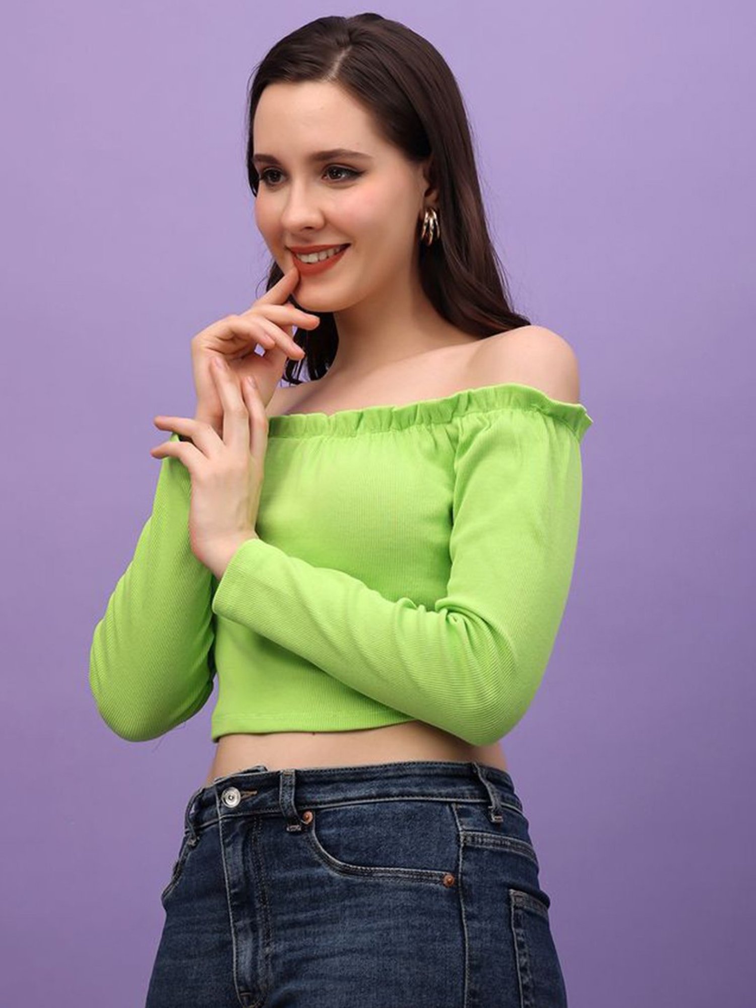 Cation Green Plain Crop Top