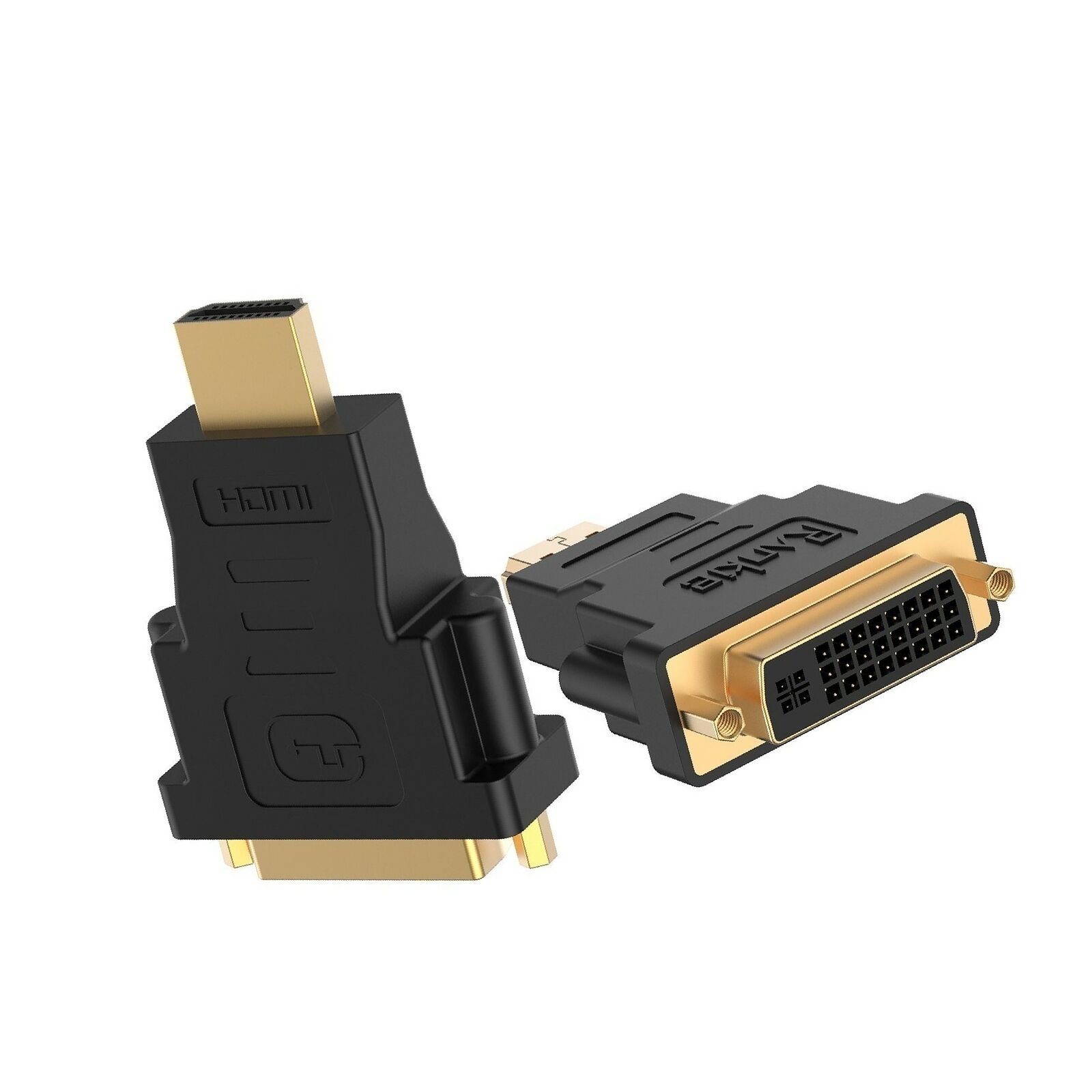 Rankie 2-Pack HDMI (Male) to DVI (Female) Adapter (Black) Black