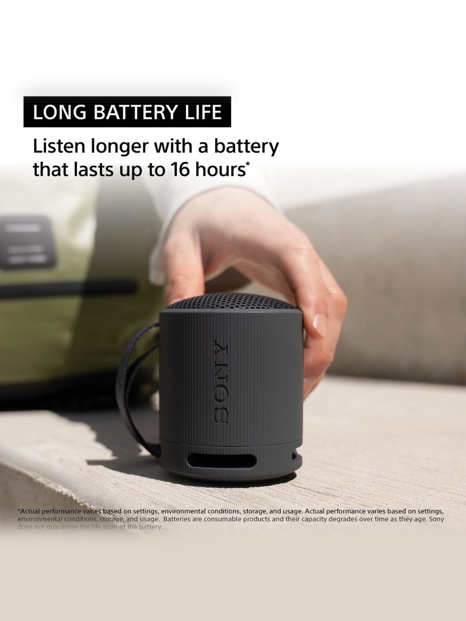 Sony SRS-XB100 Wireless Bluetooth Portable Travel Speaker with IP67 Waterproof & Dustproof (Grey)