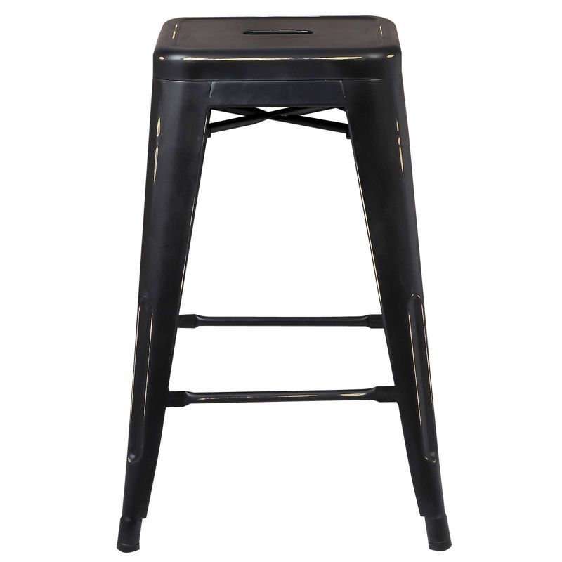 Set of 4 24" Franco Industrial Counter Height Barstools Distressed Black - Poly & Bark