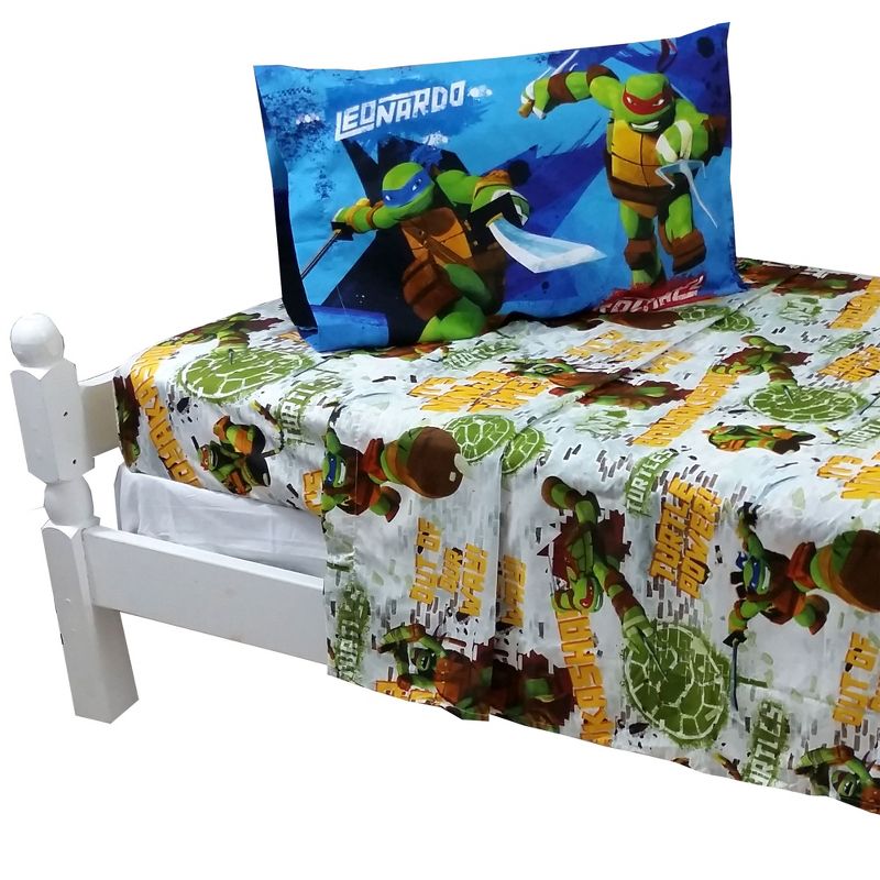 3pc Twin Bed Sheet Set TMNT Turtle Power Bedding Accessories - Teenage Mutant Ninja Turtles..