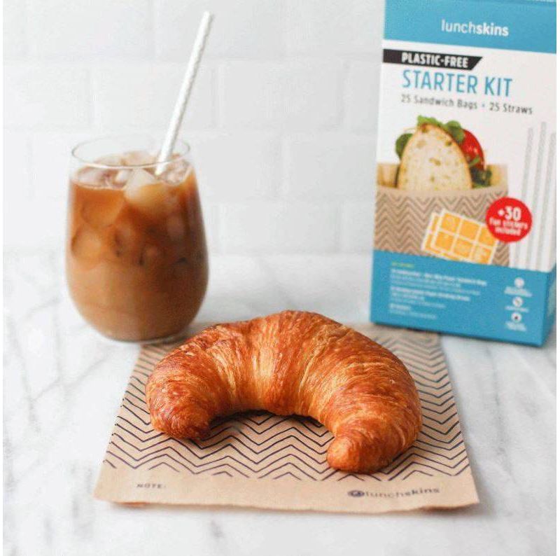 Lunchskins Sandwich Bag and Straw Combo Starter Kit - 5.4oz/25ct