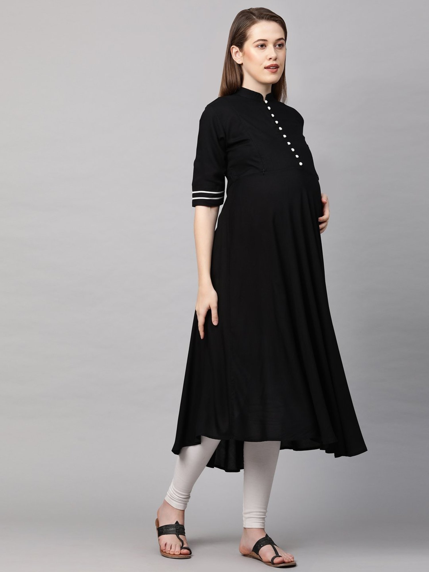 MomToBe Black Regular Fit Maternity Kurta