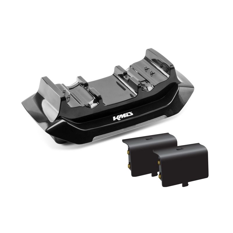 KMD Xbox One Controller Charger Dual Charging Station Dock Bundle (Included: 2 pack 1200mAh Ni-MH batteries) Compatible with Xbox One Black