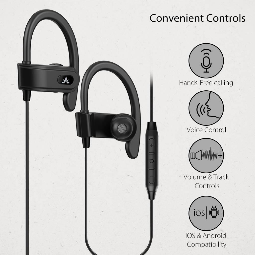 Avantree Sports Headphones Wired with Microphone, Sweatproof Running Over Ear Earphones with Ear Hook, in Ear Jogging Earbuds for Workout Exercise Gym Compatible with iPhone, Cell Phones - E171
