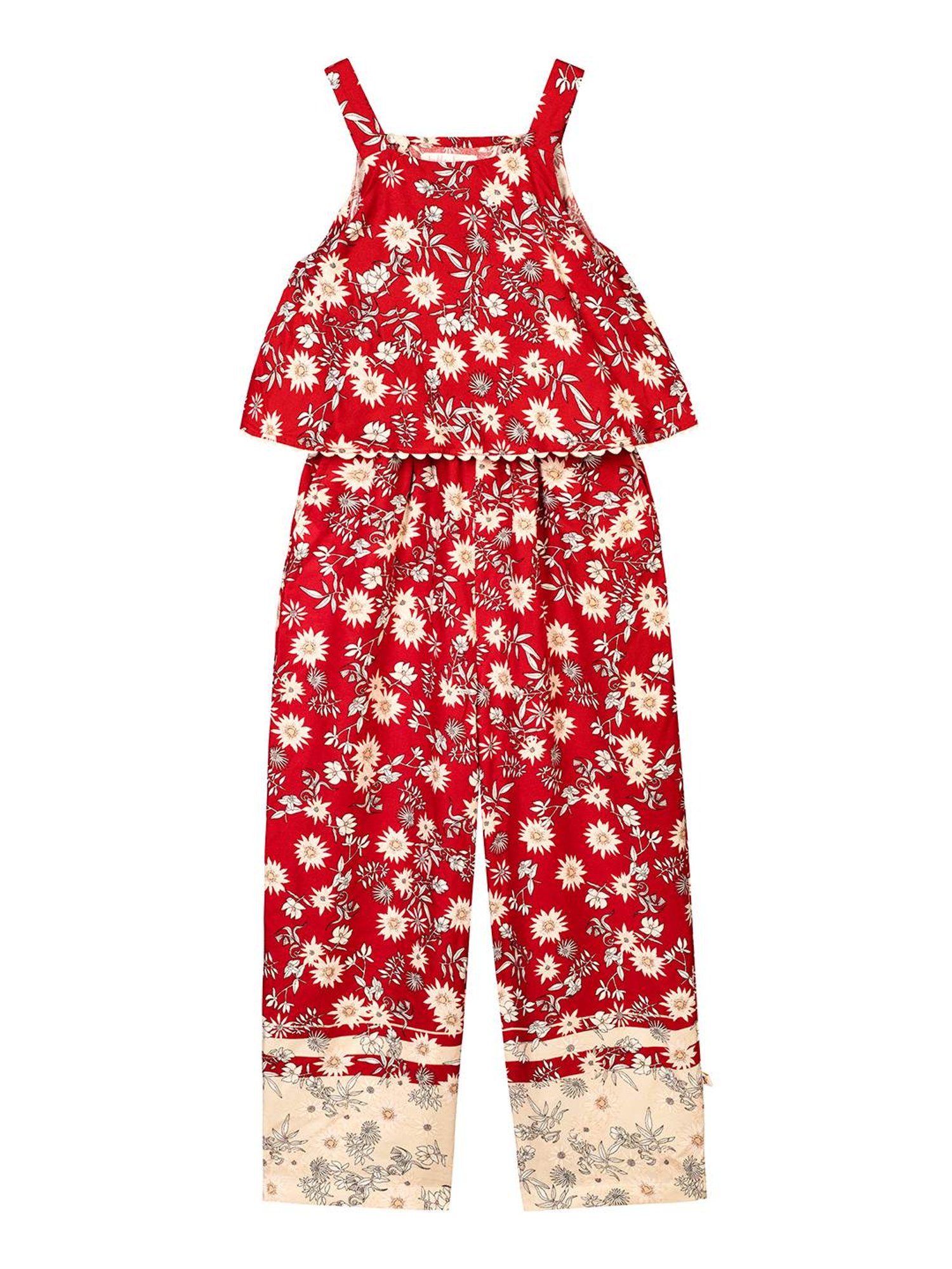 Stylestone Kids Red Printed Jumpsuit