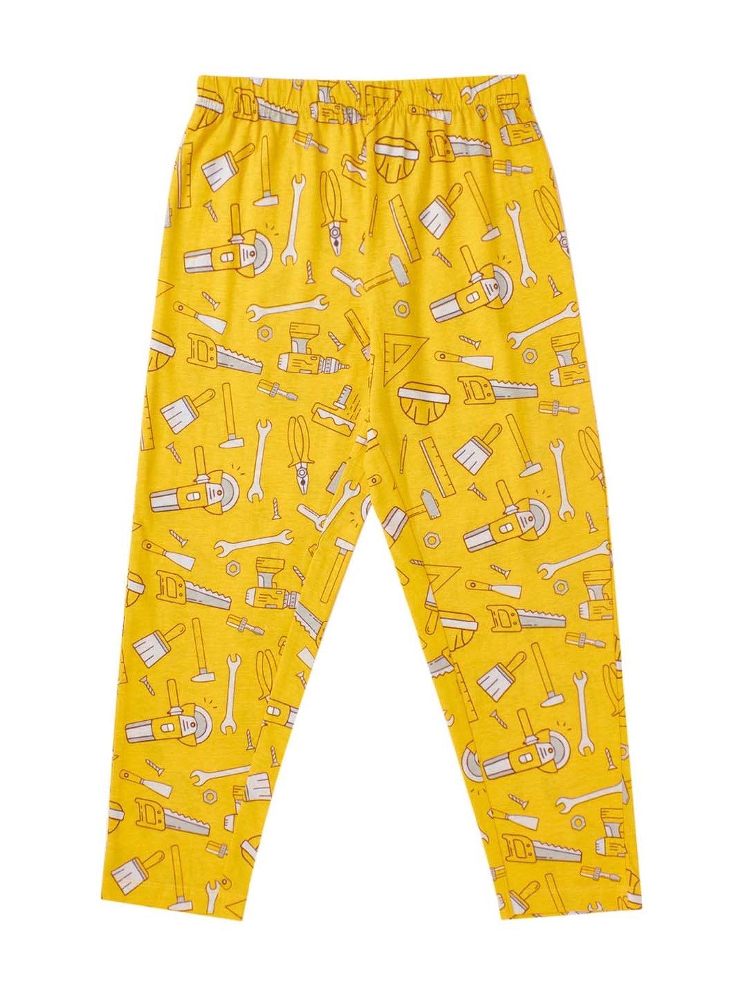 Cub McPaws Boys Mustard Cotton Printed Full Sleeves T-Shirt Set