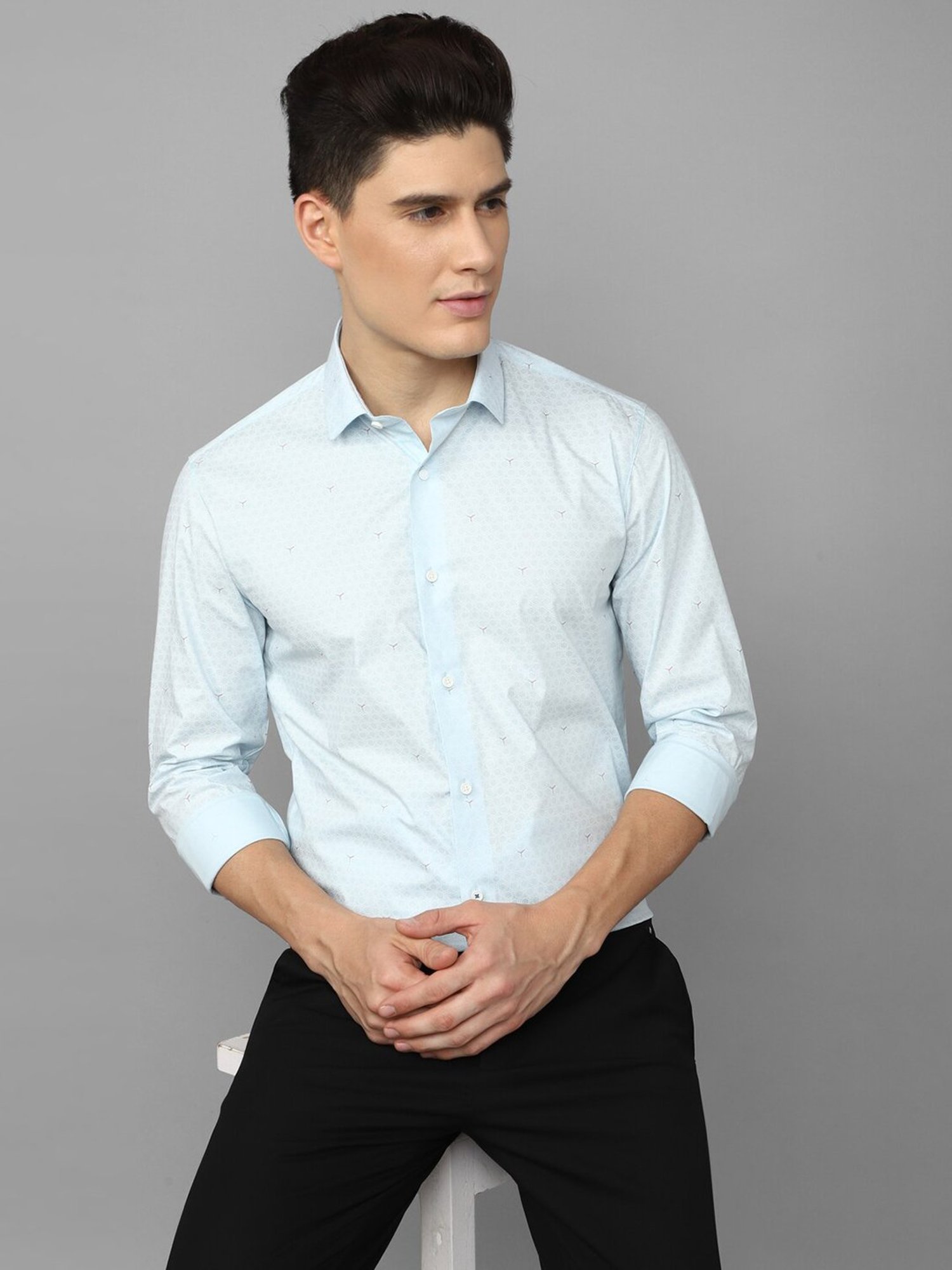 Louis Philippe Sport Light Blue Slim Fit Printed Shirt