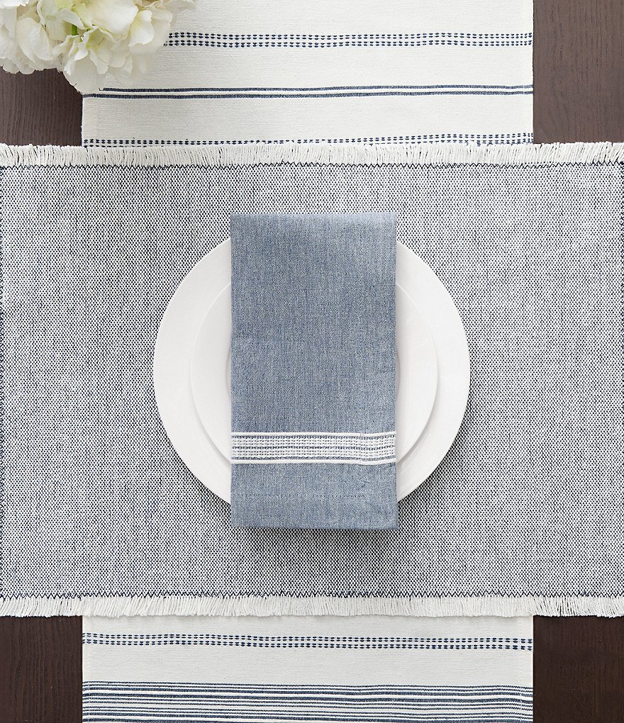 Mud Pie Blue Indigo Printed Chambray Napkins, Set of 4