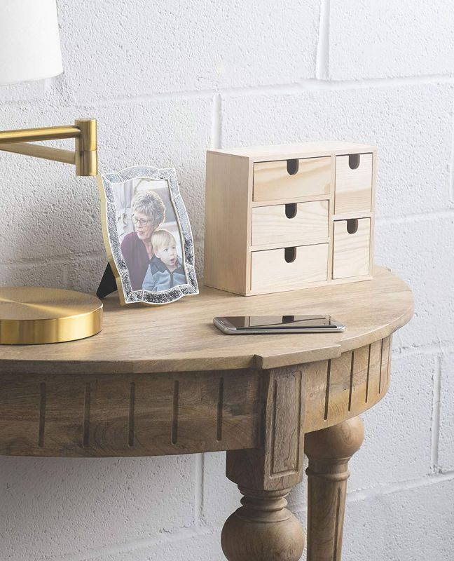 Small Multi Purpose Desktop Organizer Caddy with 5 Drawers Storage Cabinet Sewing Box and DIY Craft Project Solution to Your Everyday Needs Unfinished Wood