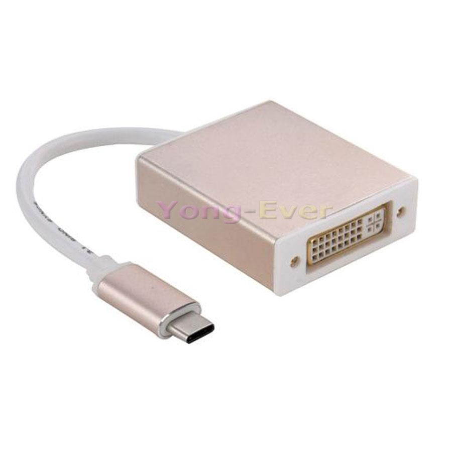 USB-C Type C USB 3.1 to DVI 24 5 Pin 1080P Adapter Converter Connector Cable Type-C to DVI for Macbook Pro Chrombook 4K HDTV