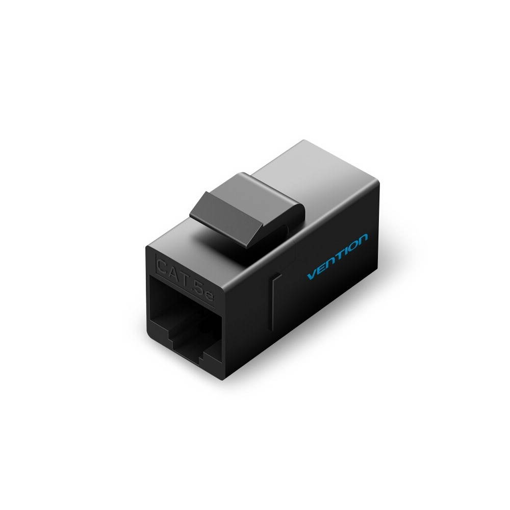 VENTION CAT5 Network Cable Coupler RJ45 Coupler Cat5e LAN Connector Gold-plated Ethernet Modular (Black)