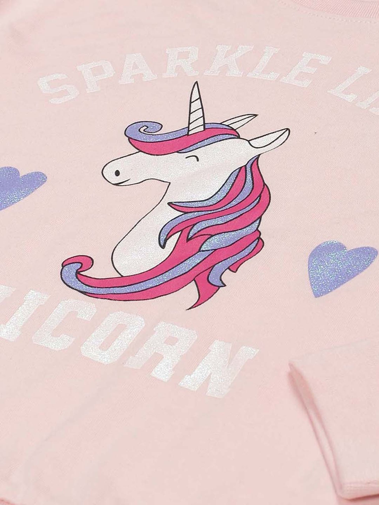 Plum Tree Kids Pink & White Cotton Printed Full Sleeves T-Shirt Set