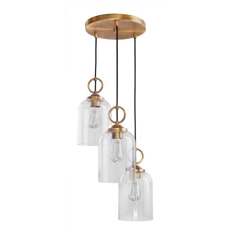 3-way Light Pendant with Clear Bell Shaped Shade Gold - Decor Therapy
