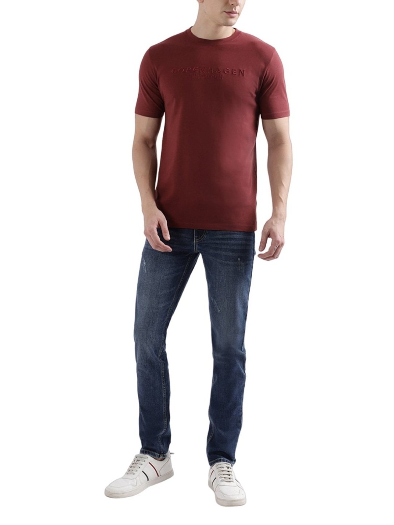 Lindbergh Maroon Regular Fit T-Shirt