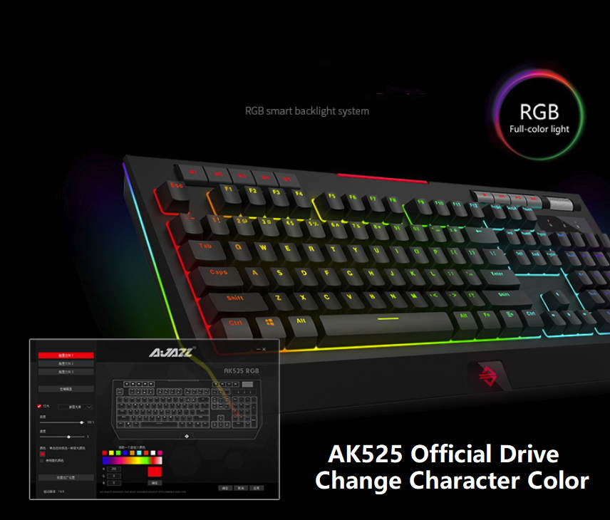 A-jazz AK525  Ergonomic Design, Cool Exterior USB  Wired Brown Mechanical RGB Gaming Keyboard - Black