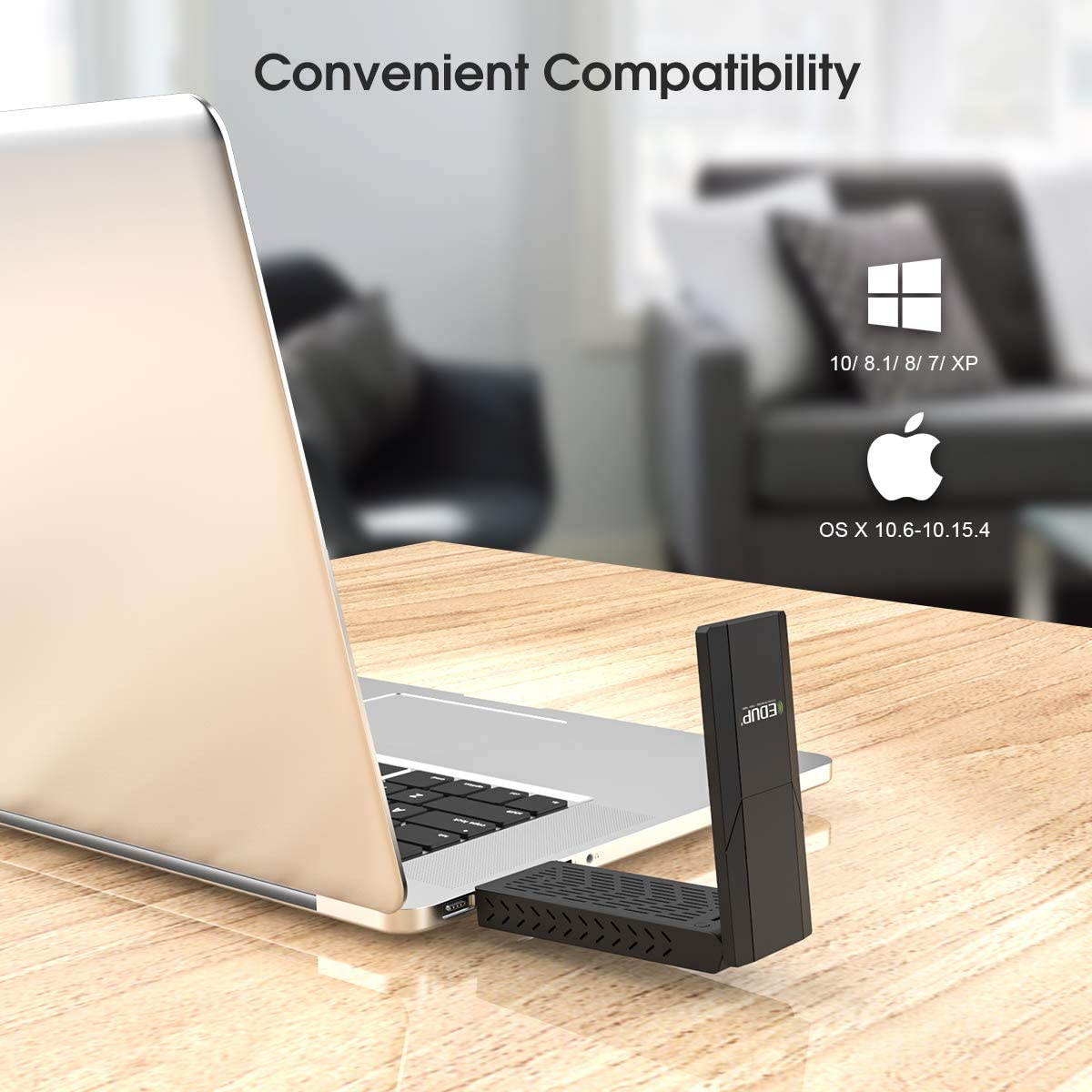 USB 3.0 Wifi Adapter, EDUP AC1900M + 39" Extender Cable & Base, Dual Band 2.4G/5.8G 6dBi Antenna Wireless WiFi Network Card Adapter for Desktop Laptop PC Support Windows 10/8/8.1/7/XP/Vista/Mac OS