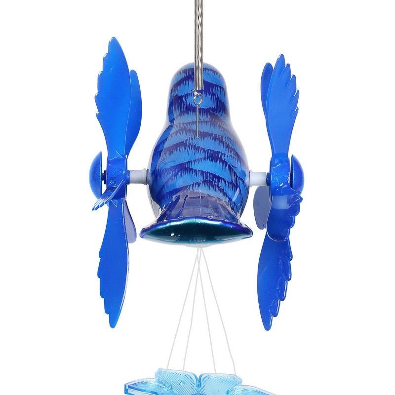 24" Metal Bird Spinning Wings Wind Chime Blue - Exhart