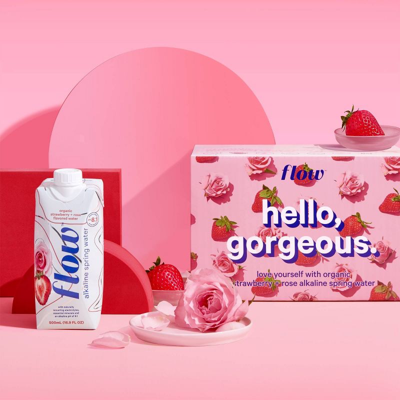 Flow Organic Strawberry & Rose Alkaline Spring Water - 16.9 fl oz Bottle