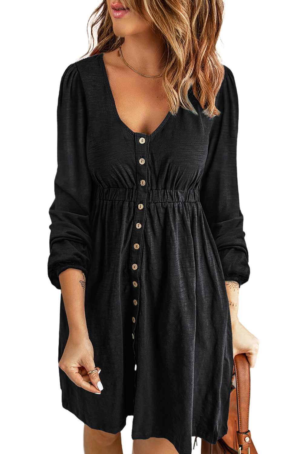 Cheetah Casual Long Sleeve Button Up Shirt Dress