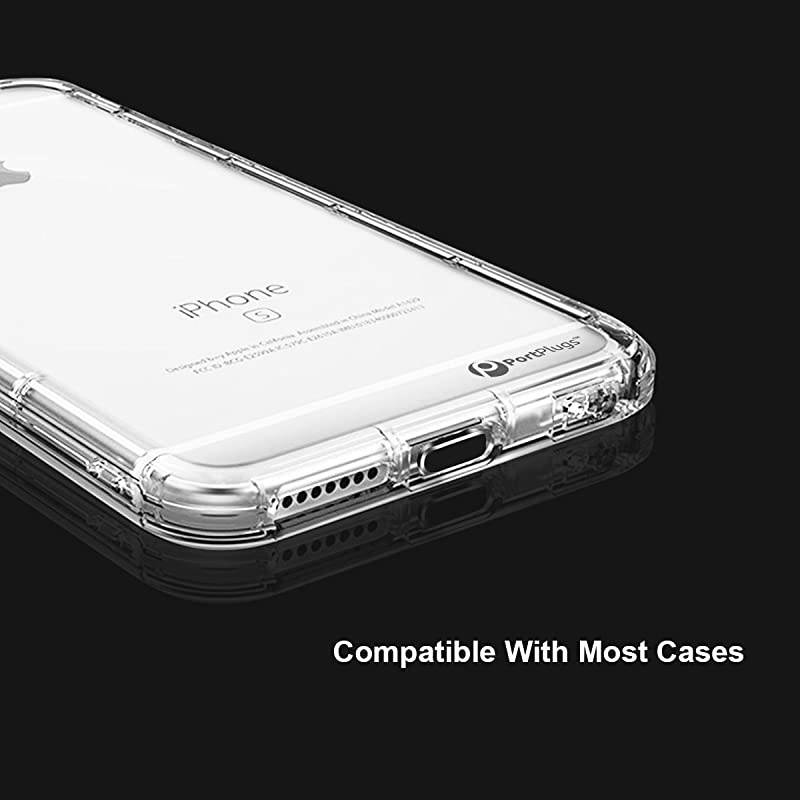 AntiDust Plug 2 Pack Aluminum Compatible with iPhone 11 X XS XR 8 7 6 Plus Max Pro Includes Port Cleaning Brush and Cover Holders Black