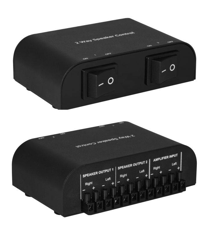 Xtrempro 2 Way Speaker Switch, 1 in 2 Out Way Pair Stereo Speaker Selector W/Screw Type Connections Metal Non-Slip Box - Black (61049)