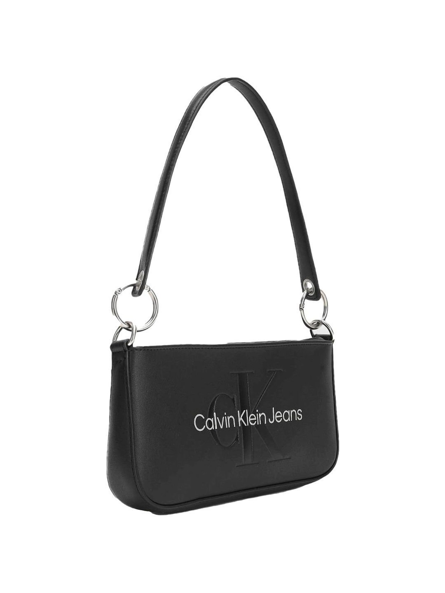 Calvin Klein Black & Metallic Logo Sculpted 25 Mono Shoulder Bag