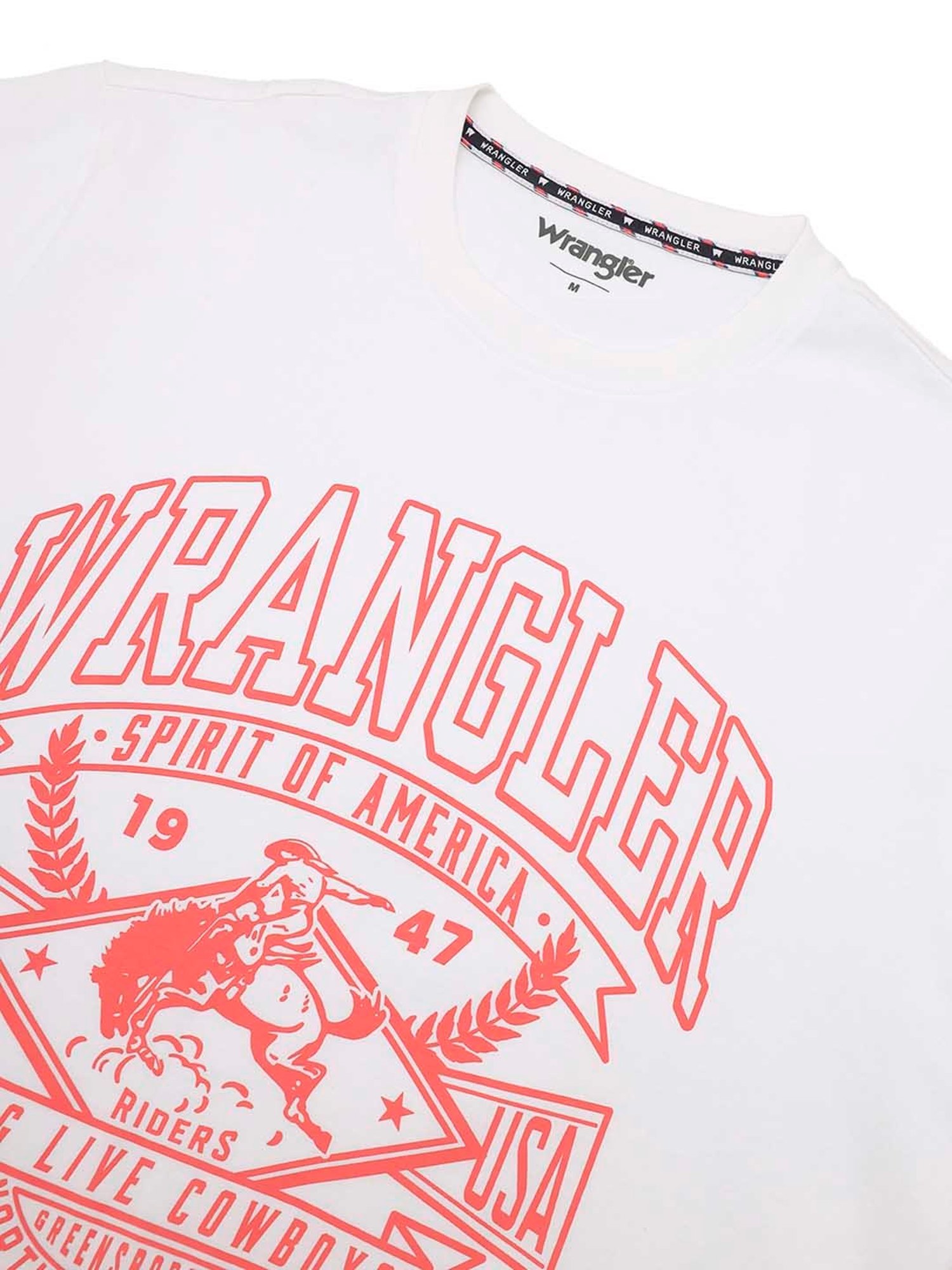 Wrangler White Regular Fit Graphic Print Cotton Crew T-Shirt