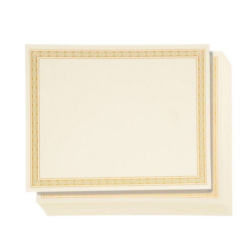 48-Sheet Certificate Paper with Gold Foil Border, Letter Size Award Diploma Paper, Ivory, 8.5" x 11"
