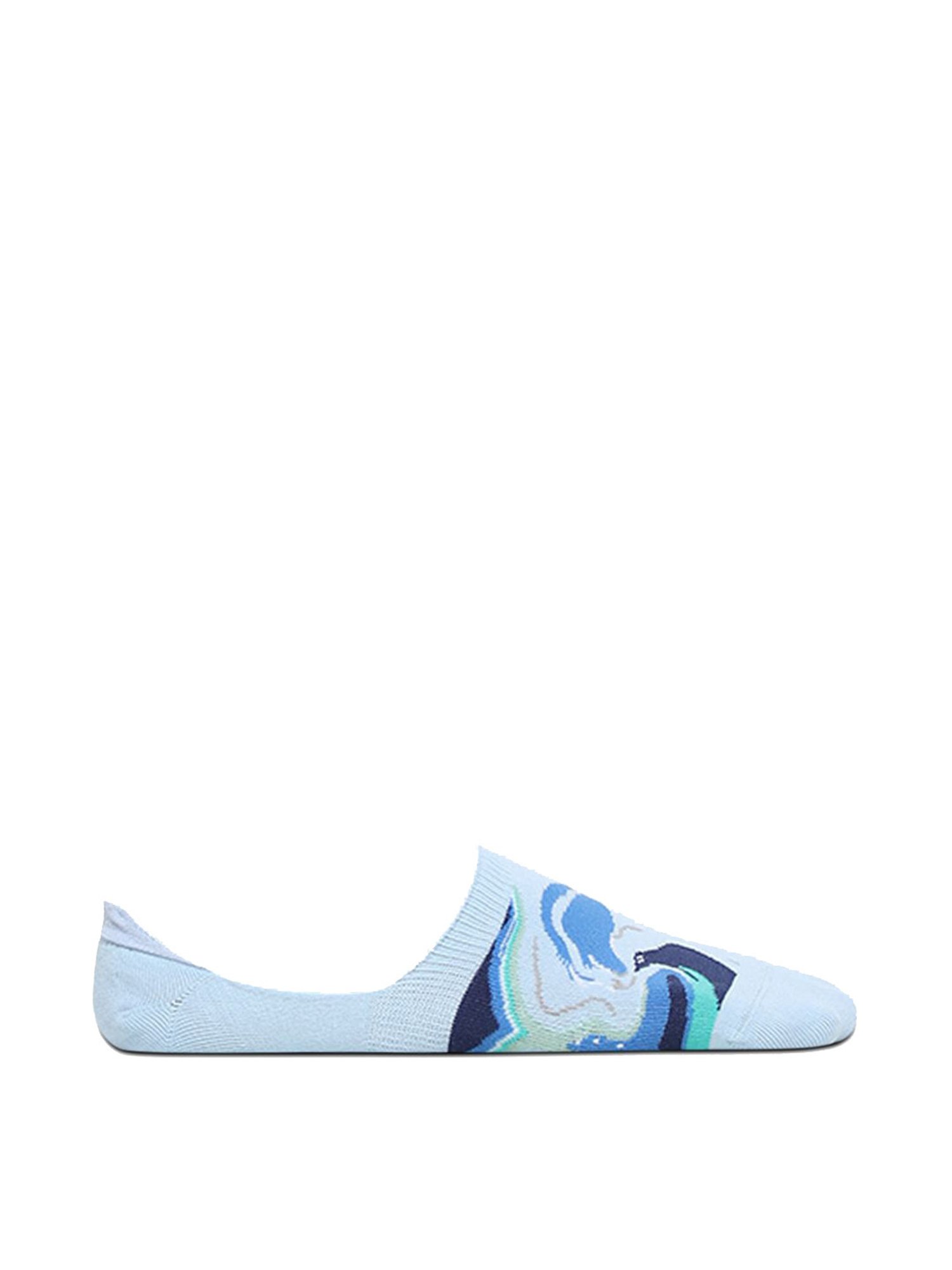 Jack & Jones Jacfluidic Footies Clear Sky Cotton Printed Shoe Liner Socks - Pack of 2